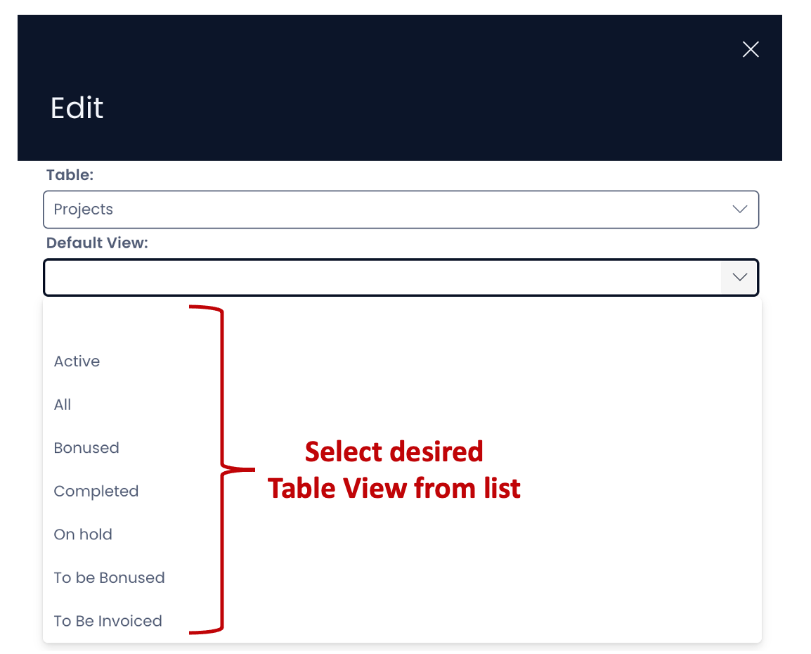 Selecting a default view